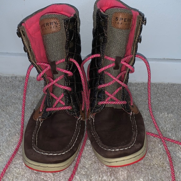 🎉HOST PICK🎉 Sperry Hikerfish Pink and Brown Boots - Picture 1 of 8